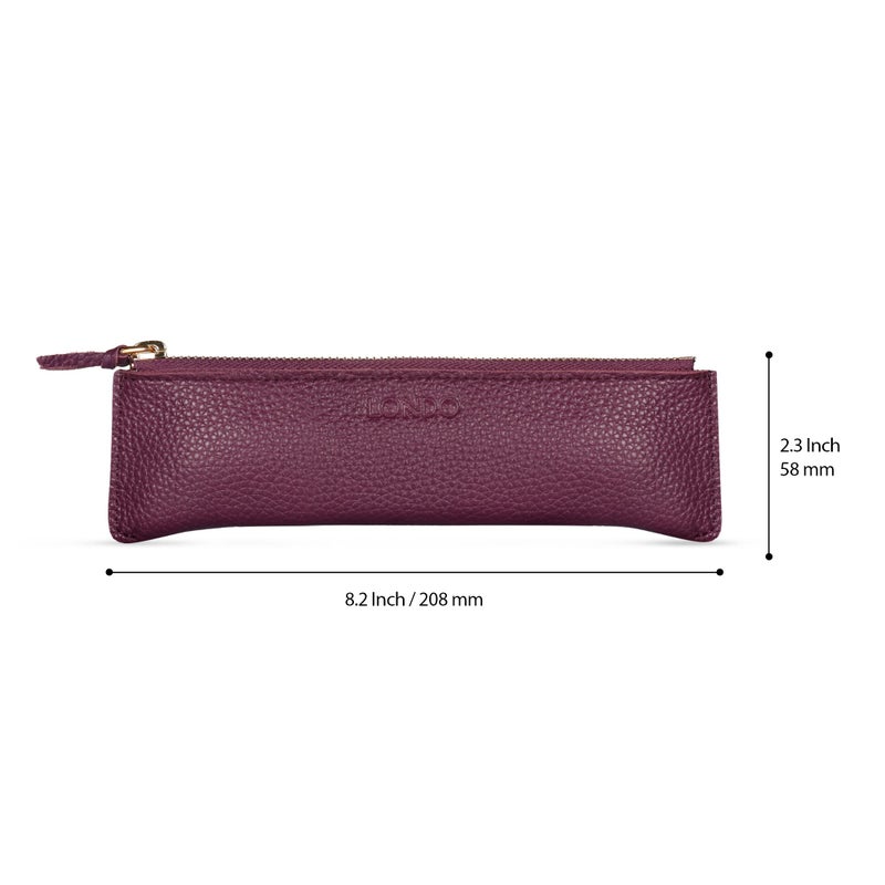 Londo Genuine Leather Pen Case with Zipper Closure, Pencil Pouch Stationery Bag - Image 2